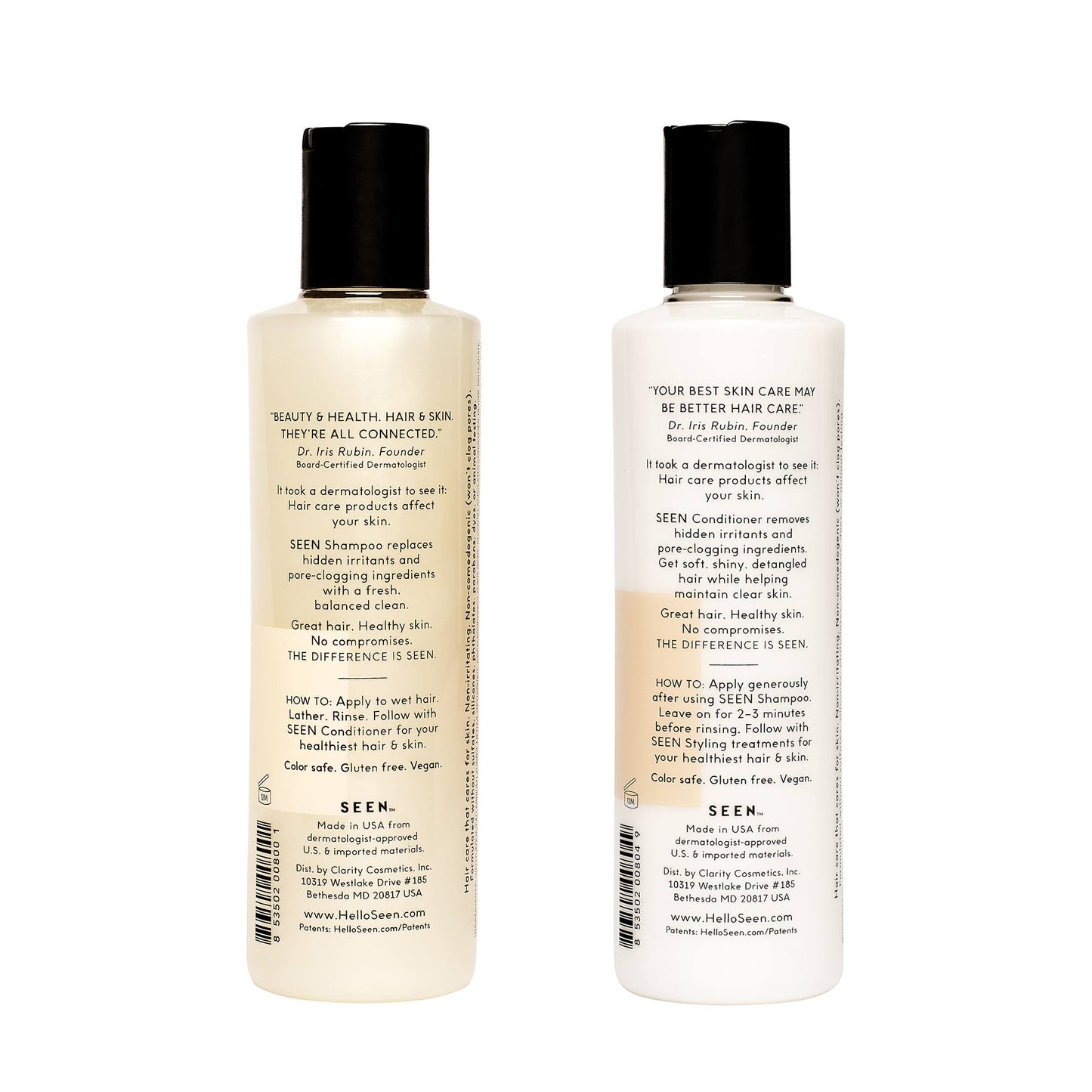 clean, vegan, cruelty-free shampoo and conditioner, non-comedogenic shampoo and conditioner, dermatologist shampoo and conditioner